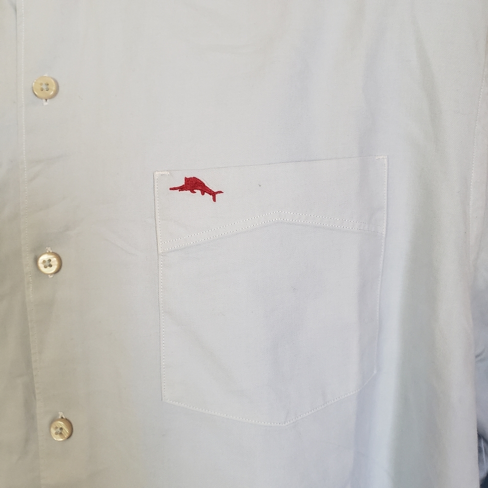 SOLD Tommy Bahama Mens Shirt Large Blue Long Slv Button Front Cotton Silk NEW - Picture 6 of 9
